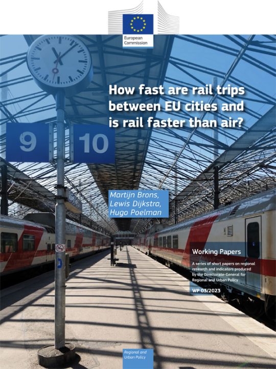 How fast are rail trips between EU cities and is rail faster than air?